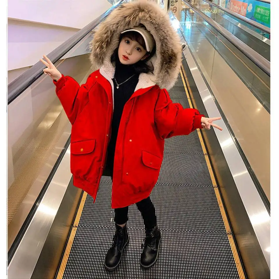 

2020 Autumn Winter Hooded Children Down Jackets For 2T-12Year Baby Girl Coats Warm Plus Thicken Kids Girl Outerwear Five Colors