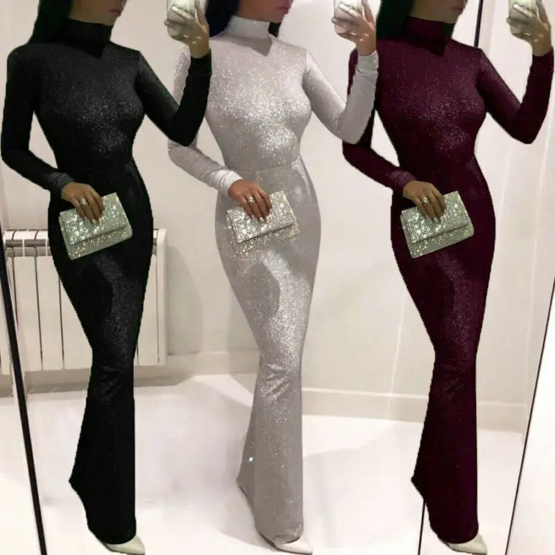 Женское облегающее платье-футляр с блестками вечерние блестящие длинные платья