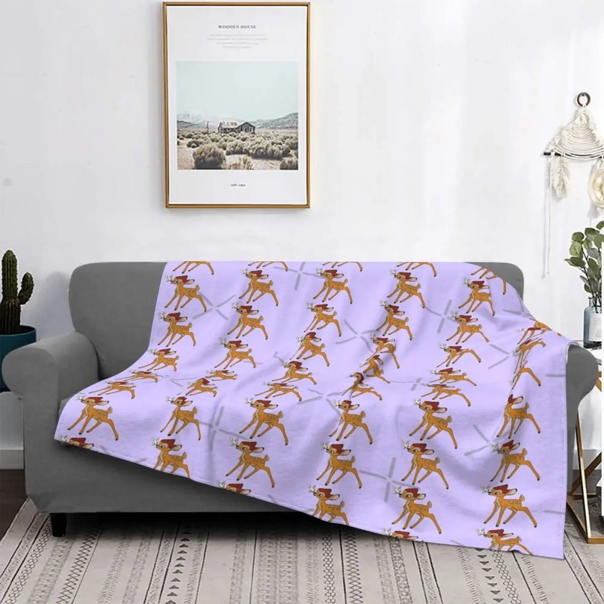 

Manta с защитой от Бэмби, Edredon a cuadros для cama, manta double de felpa de Anime, manta для детей