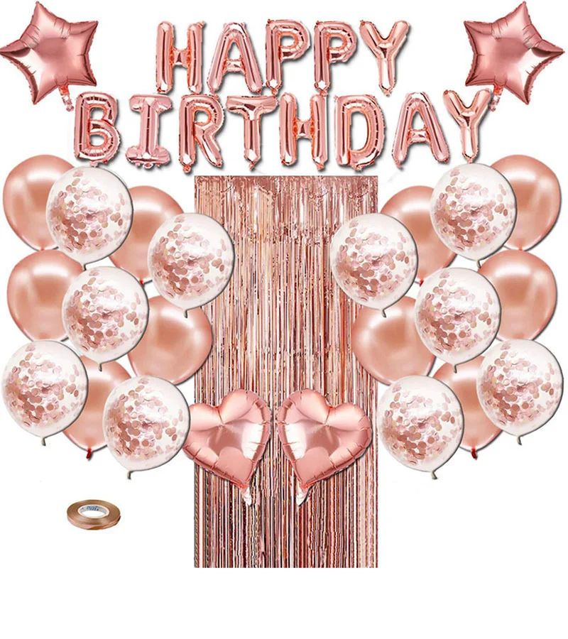 

Birthday Party Decoration Balloon Set Gold 16" Happy Birthday Letter Balloon Set, Black Balloon Sequins Party Prom Supplies Set