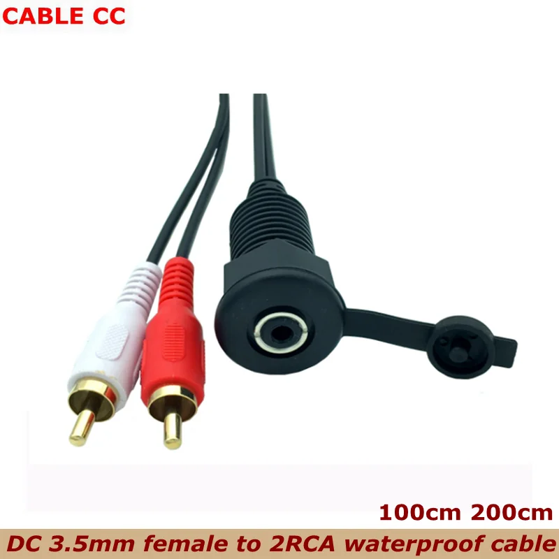 

Best quality DC 3.5mm female to 2rca male instrument panel waterproof installation audio cable, suitable for ships, cars, trucks