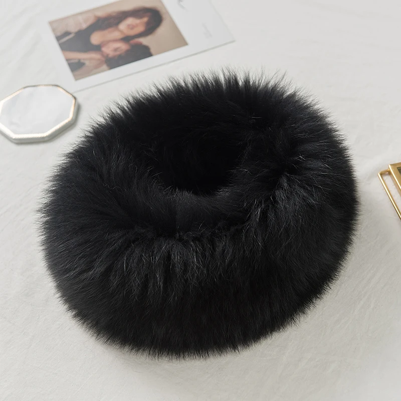 Lantafe зимний шарф из лисьего меха женский стрейч воротник натуральный мех зимние