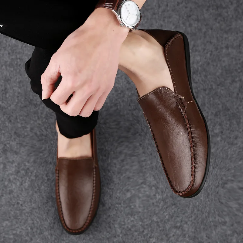 

REETENE Autumn Men'S Loafers Quality Leather Loafers Men Flats Lightweight Driving Shoes Male Comfort Breathable Loafers For Men