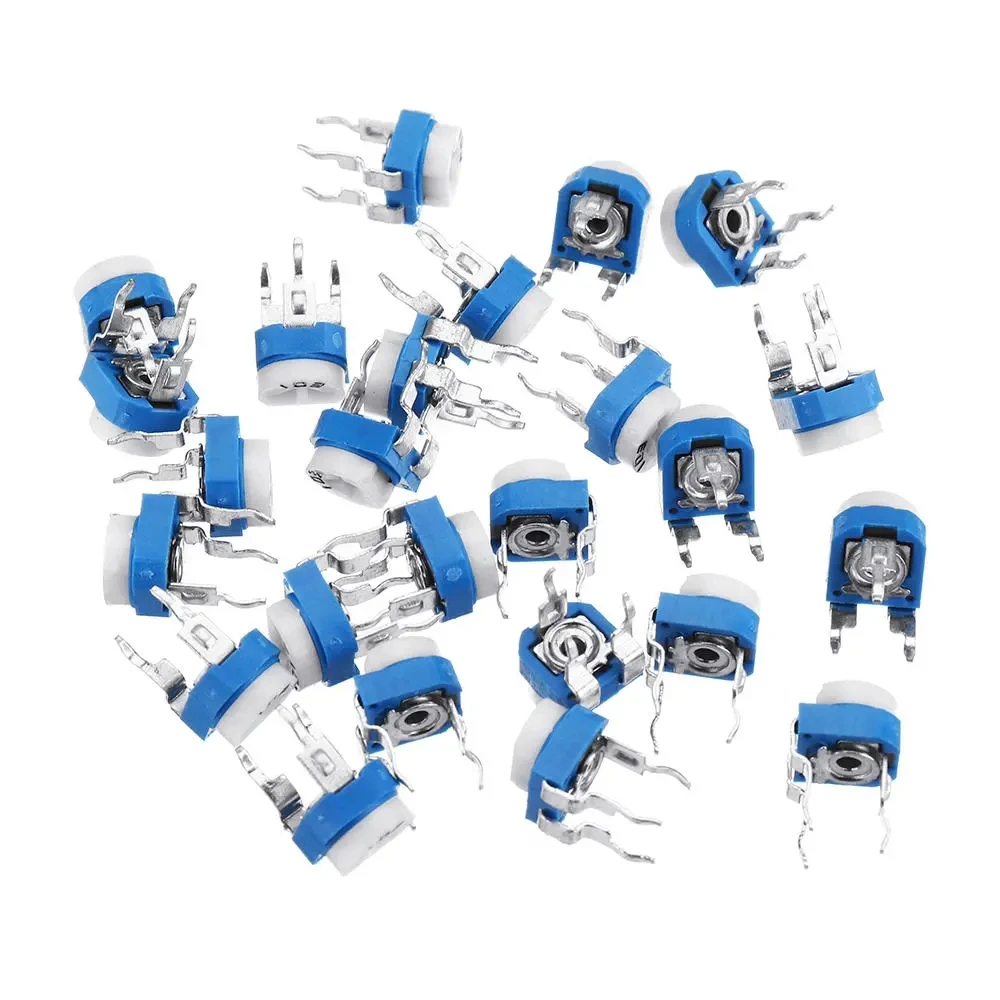 50pcs RM065 100 200 500 1K 2K 5K 10K 20K 50K 100K 200K 500K 1M ohm Horizontal Pot Variable Cermet Potentiometer Trimmer Resistor - купить по