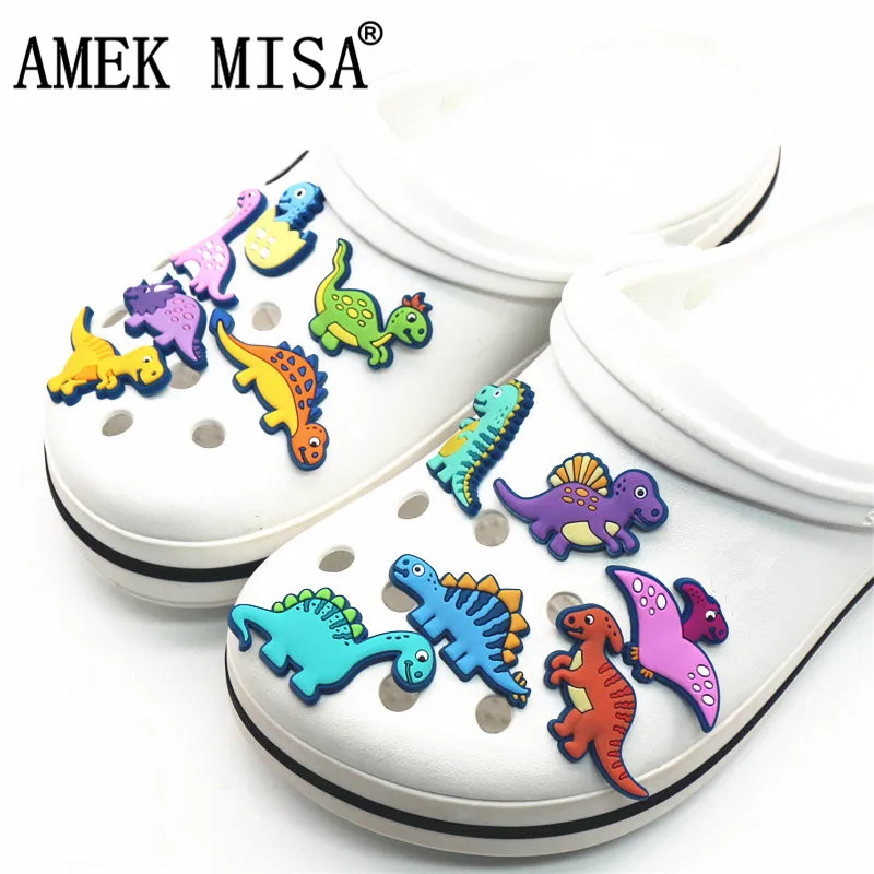 Single Sale 1Pcs Shoe Charms Novelty Cute Dinosaurs Shoe Accessories Shoe Buckle Decoration for croc jibz Kid's Party X-mas Gift