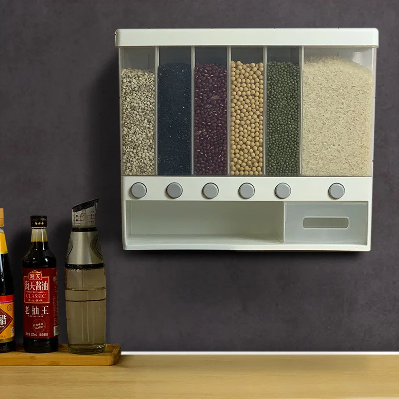 

9-10L Wall-mounted Dry Food Dispenser Grain Rice Bucket Wall-mounted Rice Storage Tank Kitchen Storage Food Container