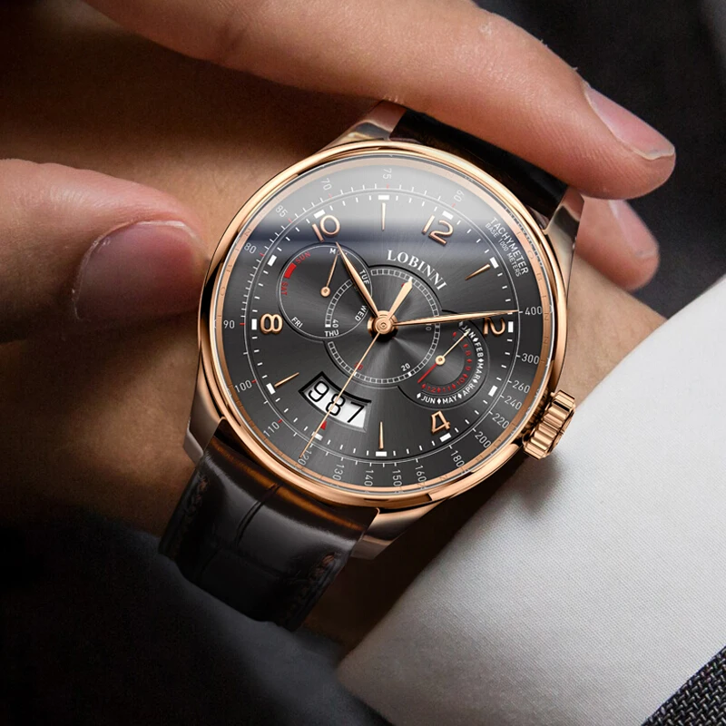 Швейцарские часы LOBINNI для мужчин японские автоматические механические MIYOTA 9122 с