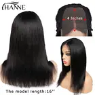 Женские парики из человеческих волос на сетке 4x4, парики средней длины, прямые волосы без клея, бразильский парик с детскими волосами для черных женщин