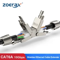 zoerax cat6a cat7 cable extender junction adapter connection box rj45 lan cable extension connector full shielded toolless