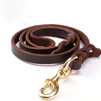 high end cowhide leather leash dog handmade durable pet leash harness for large dogs brass plated hot sale pet supplies shop