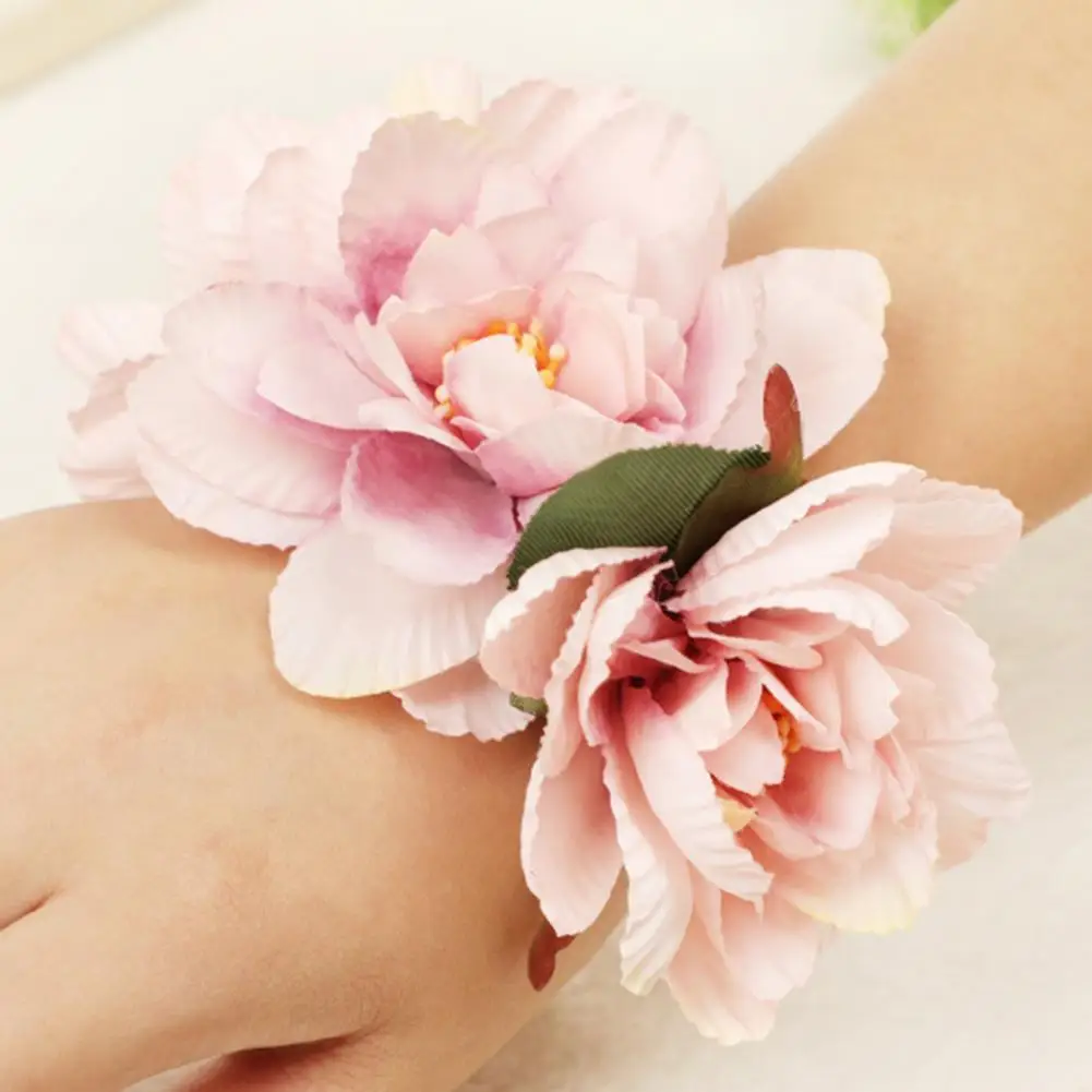 

Portable Wedding Lace Up Ribbon Wrist Flower Wrist Flowers Artificial Delicate