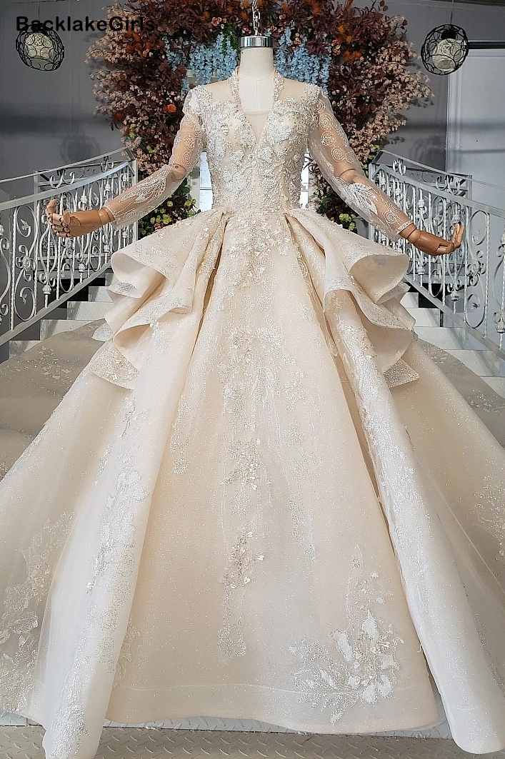 Свадебные платья цвета шампанского кружевные свадебные трапециевидной формы со