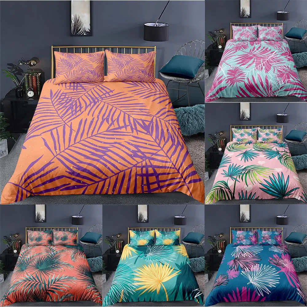 Модные 3D постельные принадлежности с изображением листьев комплект Пижама для