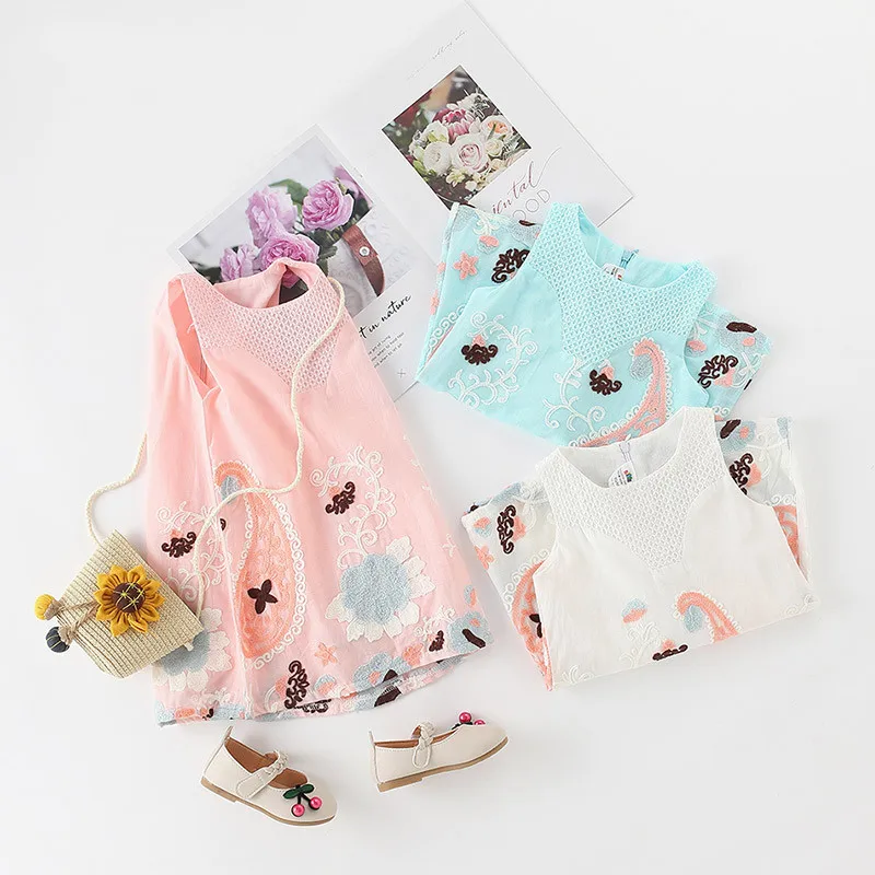 Платье-майка для девочек с вышивкой граффити без рукавов подарок на день