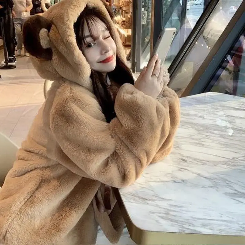 Новинка 2022 зимние женские куртки милые студенческие свободные меховые пальто с