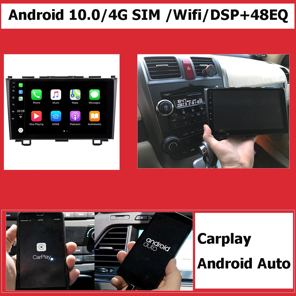 6G RAM/Eight Core/Android 10.0 Car Multimedia Player DVD Gps For Honda Crv 3 2007-2011 With DSP Carplay IPS Radio Bluetooth USB