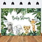 Фон для фотосъемки с изображением животных джунглей детских праздников новорожденных зеленых листьев слона жирафа зебры леопарда