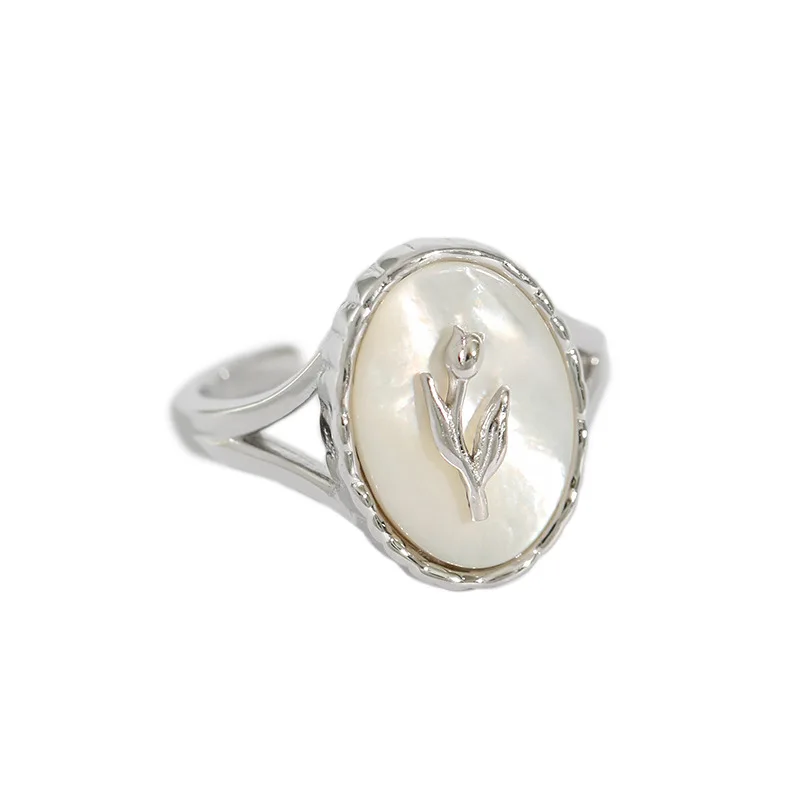 

[New Power Week] FKSN Natural Fritillary Sterling Silver Ring Female Flowers Openings Ring Opening Adjustable
