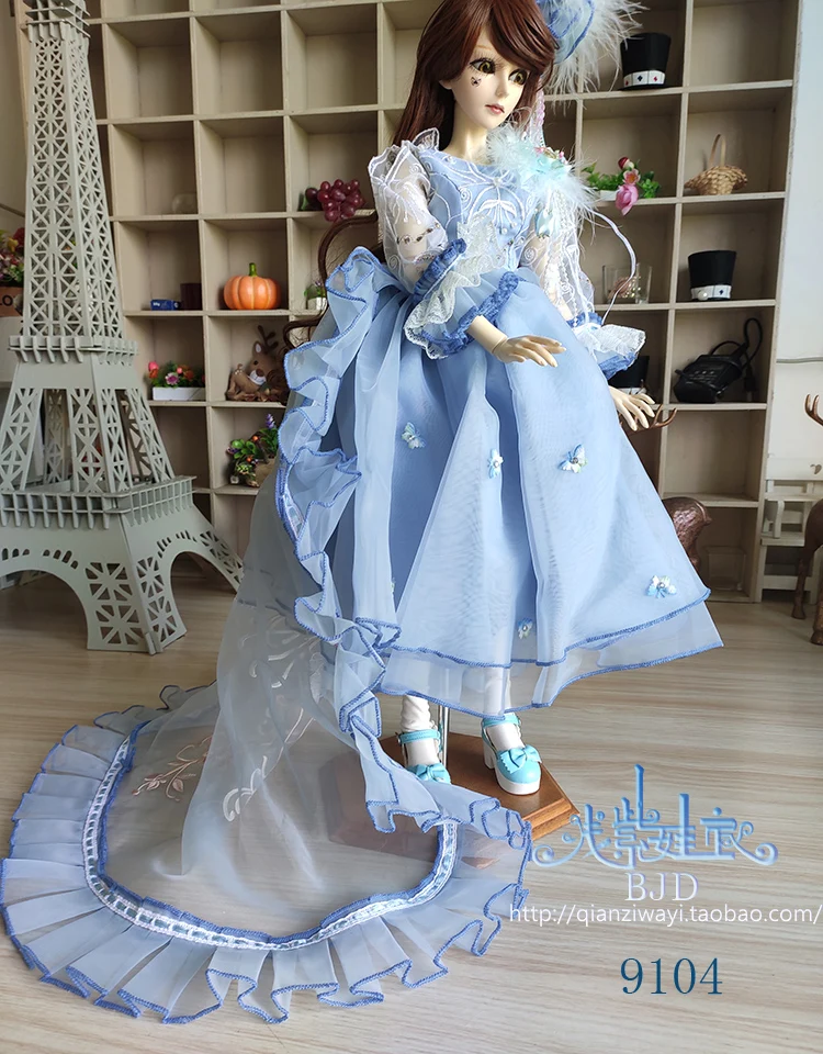 1/4 1/3 BJD платье со шлейфом+ головной убор комплект аксессуары для кукол для BJD/SD MSD SD13, не включает в себя куклы, обувь, парик и другие E2692