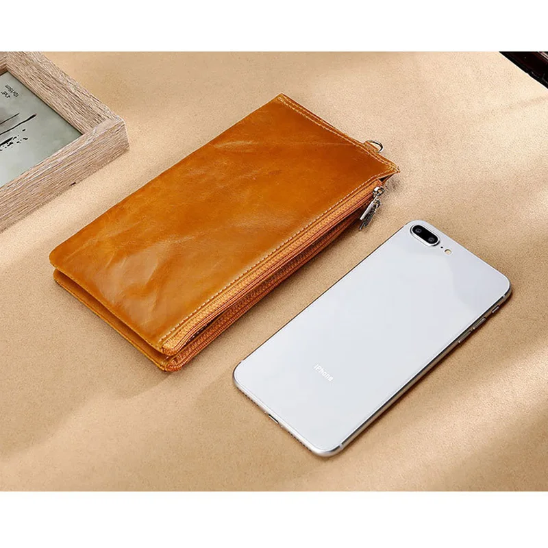 Роскошный брендовый Мужской Длинный кошелек винтажный из натуральной кожи