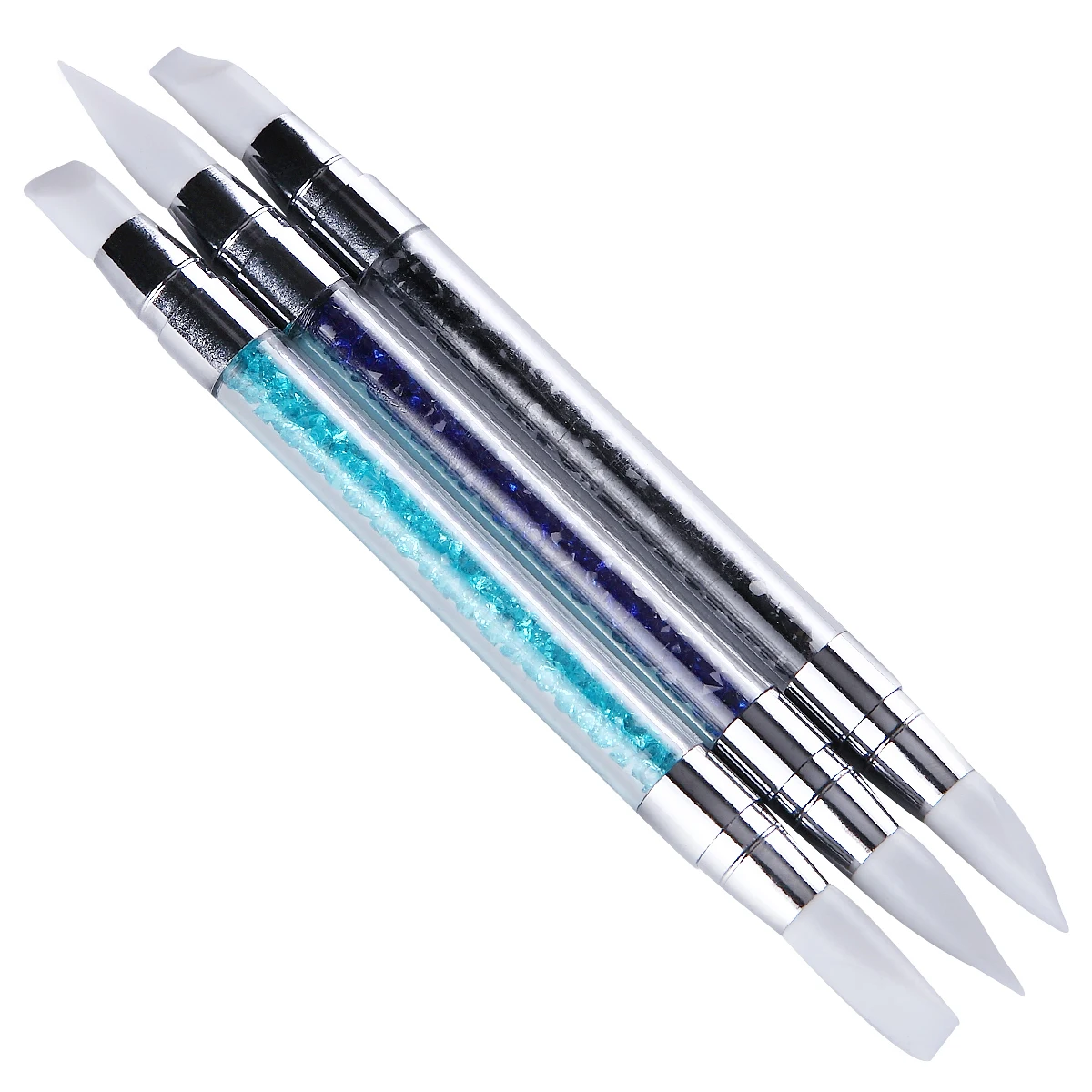 Маникюрная ручка Monja 3 шт./компл. с двойной силиконовой головкой со стразами УФ