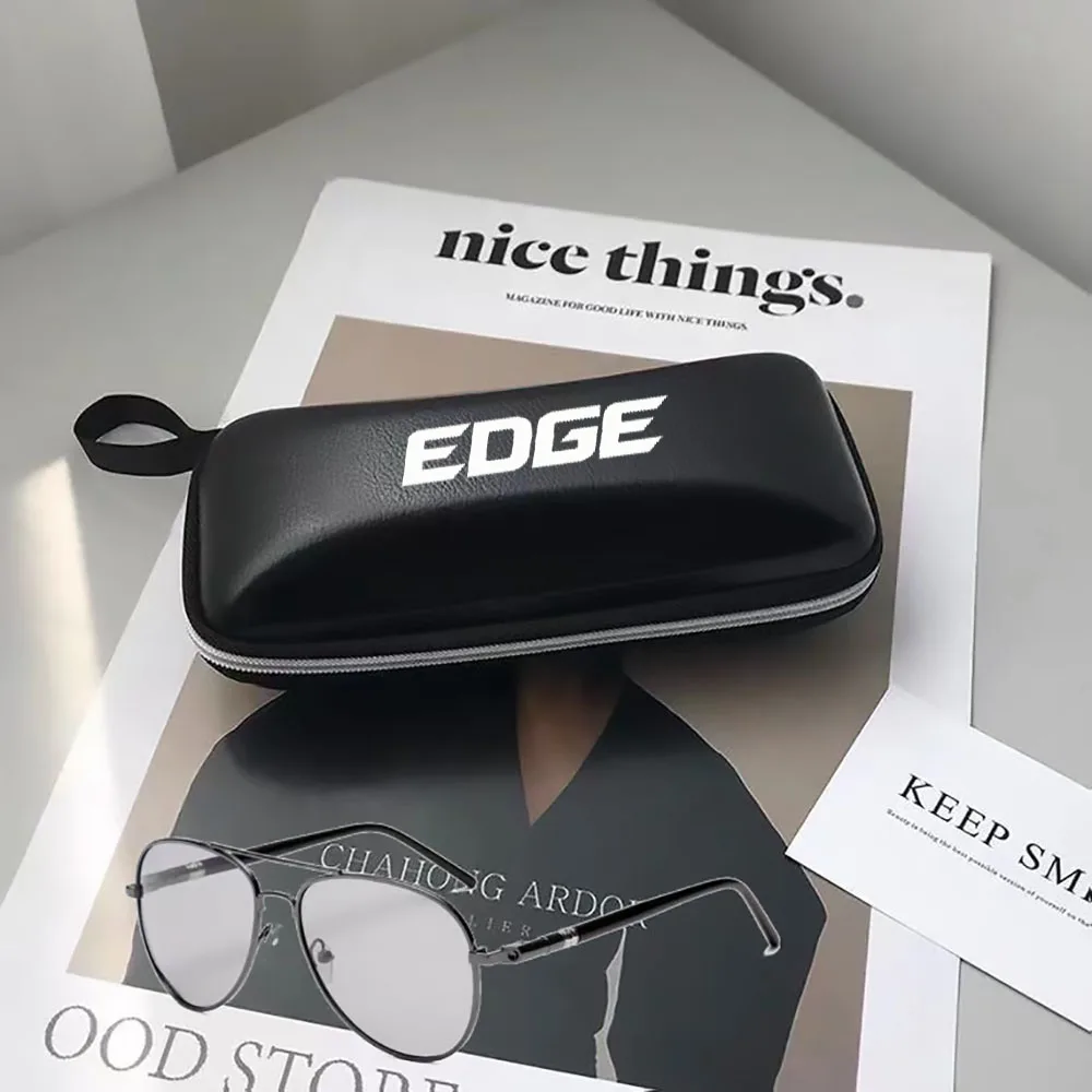 

For Ford Edge Black leather printing logo glasses Case sunglasses Case Box for Ford Edge accessories
