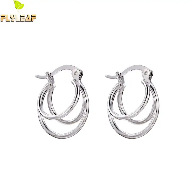 Серьги-кольца Flyleaf Многослойные женские серебро 100% пробы | Украшения и аксессуары