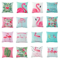 small fresh green pink flamingo flannelette car sofa cushion cover anime windowsill home decoration modern bedroom pillow case