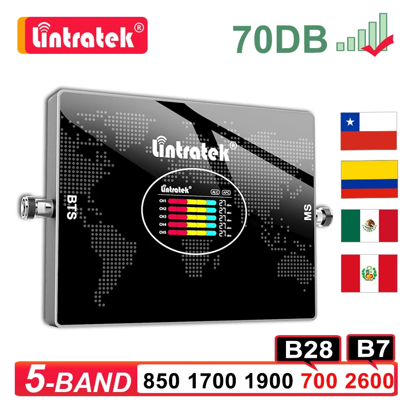 

5 диапазонов B28 B7 B5 B4 B2 2G 3G 4G Мобильный усилитель сигнала 700 850 1700 1900 2600 LTE телефон усилитель повторитель Lintratek