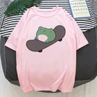 Футболка женская оверсайз с лягушкой, модный женские футболки топ на шнуровке в стиле Харадзюку, розовый топ в Корейском стиле, на лето