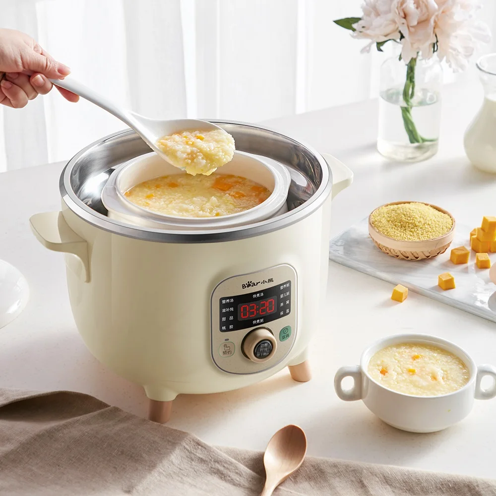 

220V Portable Electric Stewing Machine Ceramic Slow Stewer Multi Cooker With 2 Small Liners And 1 Big Liner