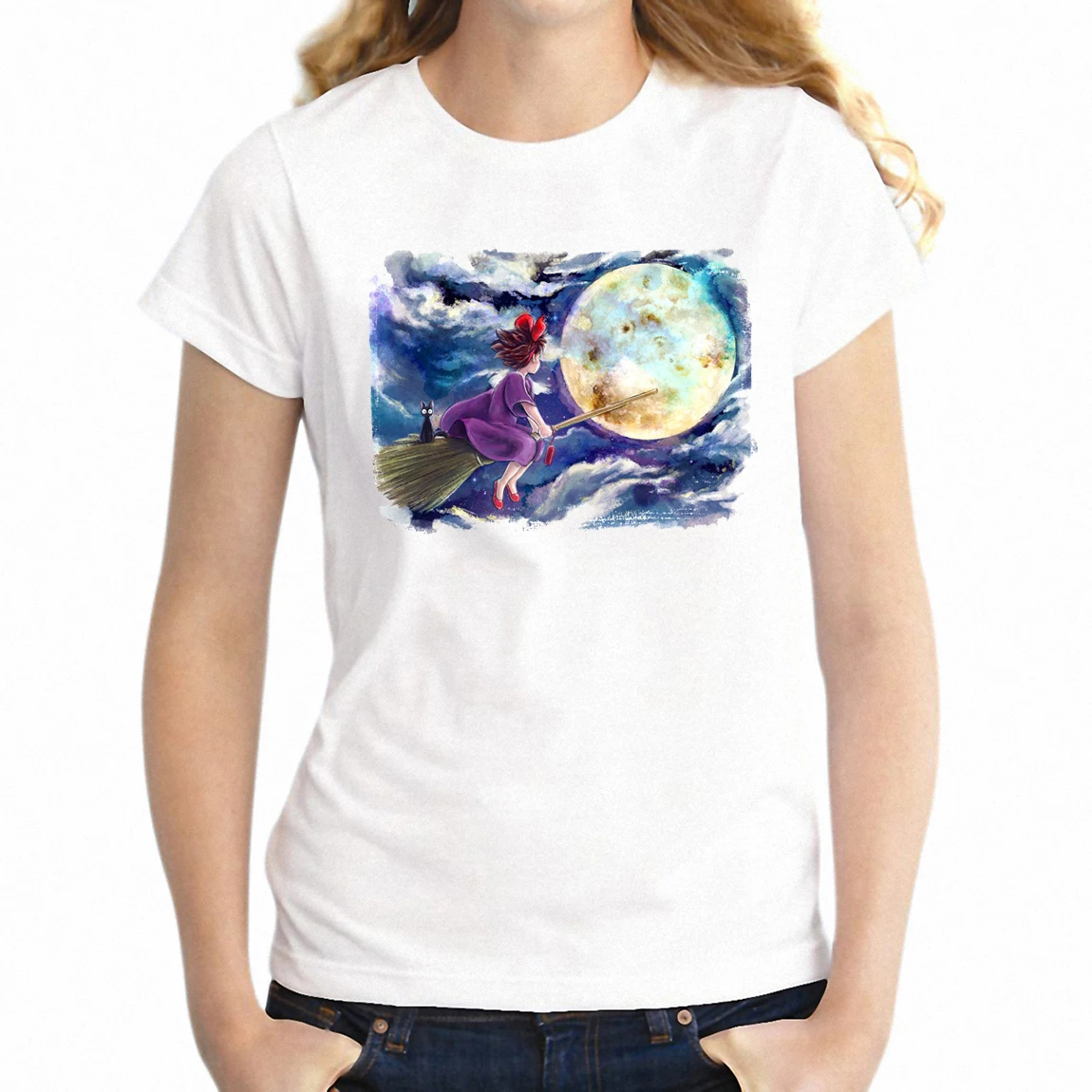 Новая женская футболка Кики услуги доставки Аниме Манга Искусство девушки