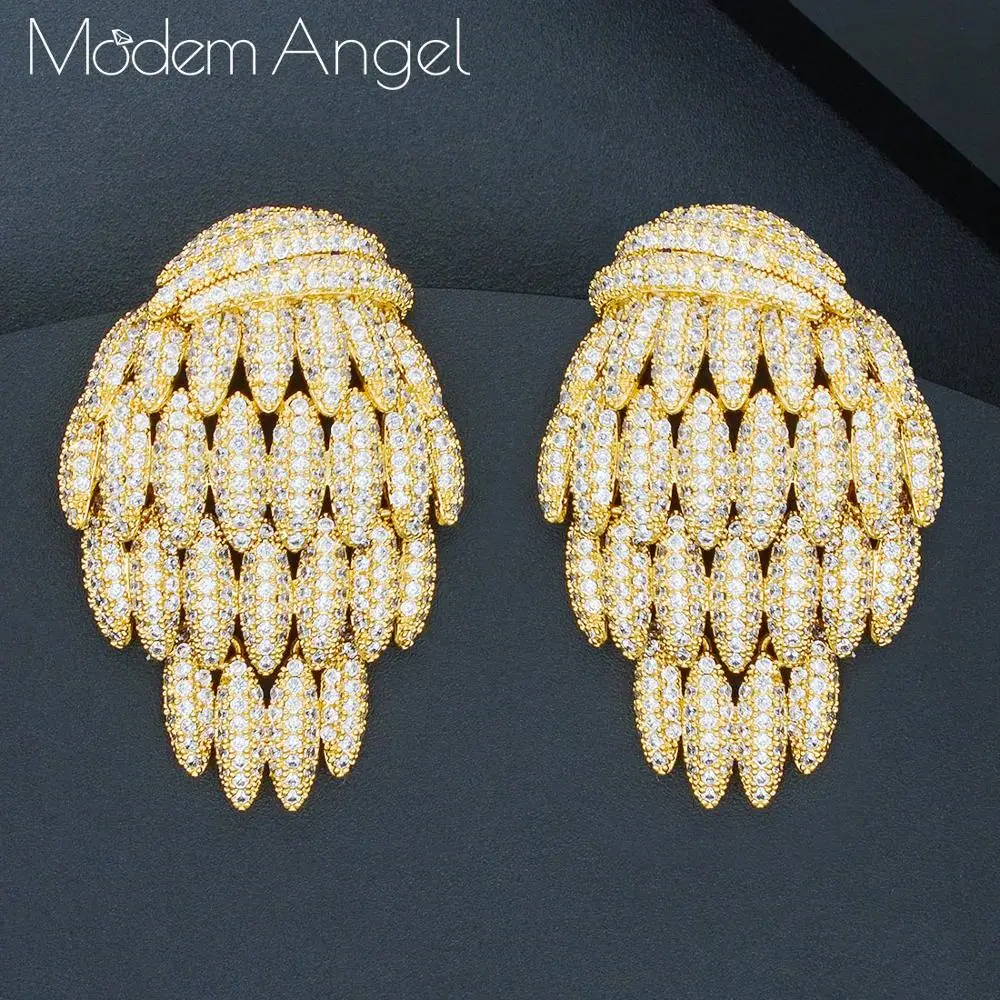 

ModemAngel famous Design Luxury Popular Geometry Flower Full Mirco Paved AAA Cubic Zirconia Wedding Earring Fashion Jewelry