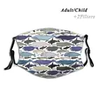 Маска для лица многоразовая моющаяся, регулируемая моющаяся сменная модная, для китайских дельфинов, орков, спермы, Кита, синего Кита