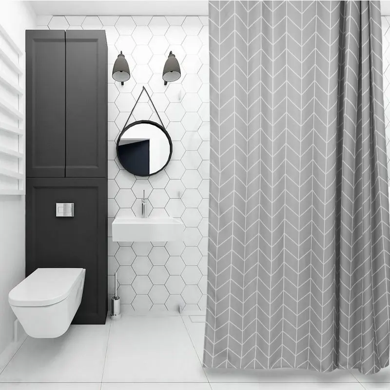 

Cloth Polyester Shower Curtains Nordic Solid Modern Thick Shower Curtains Waterproof Salle De Bain Household Merchandises DF50SC