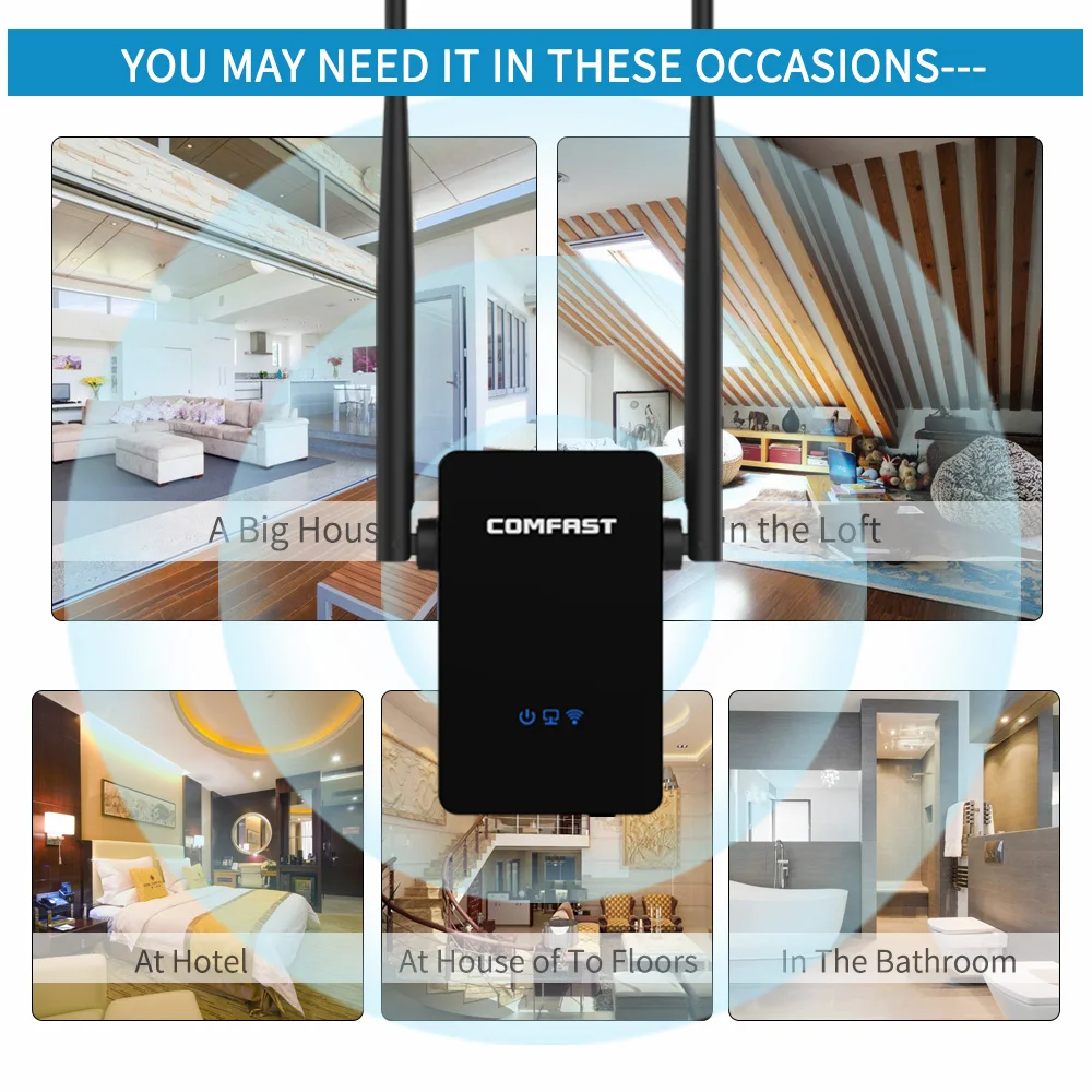 Беспроводной ретранслятор Wi Fi роутера Comfast CF WR302S 300 м 10 дБи антенна сигнала 802.11N/B/G