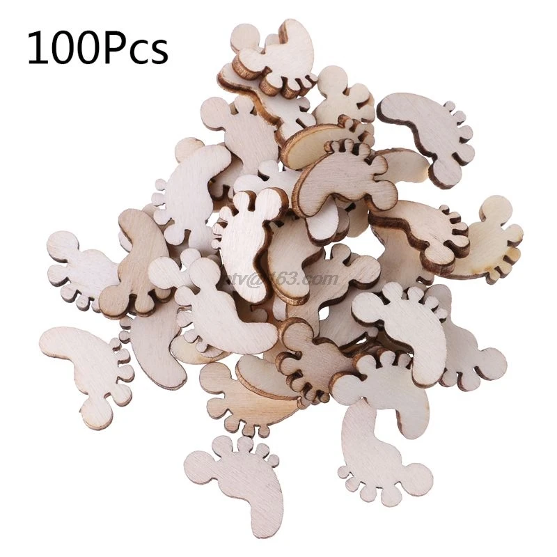 

100pcs Cut Wood Hand & Foot Embellishment Wooden Shape Craft Wedding Decor