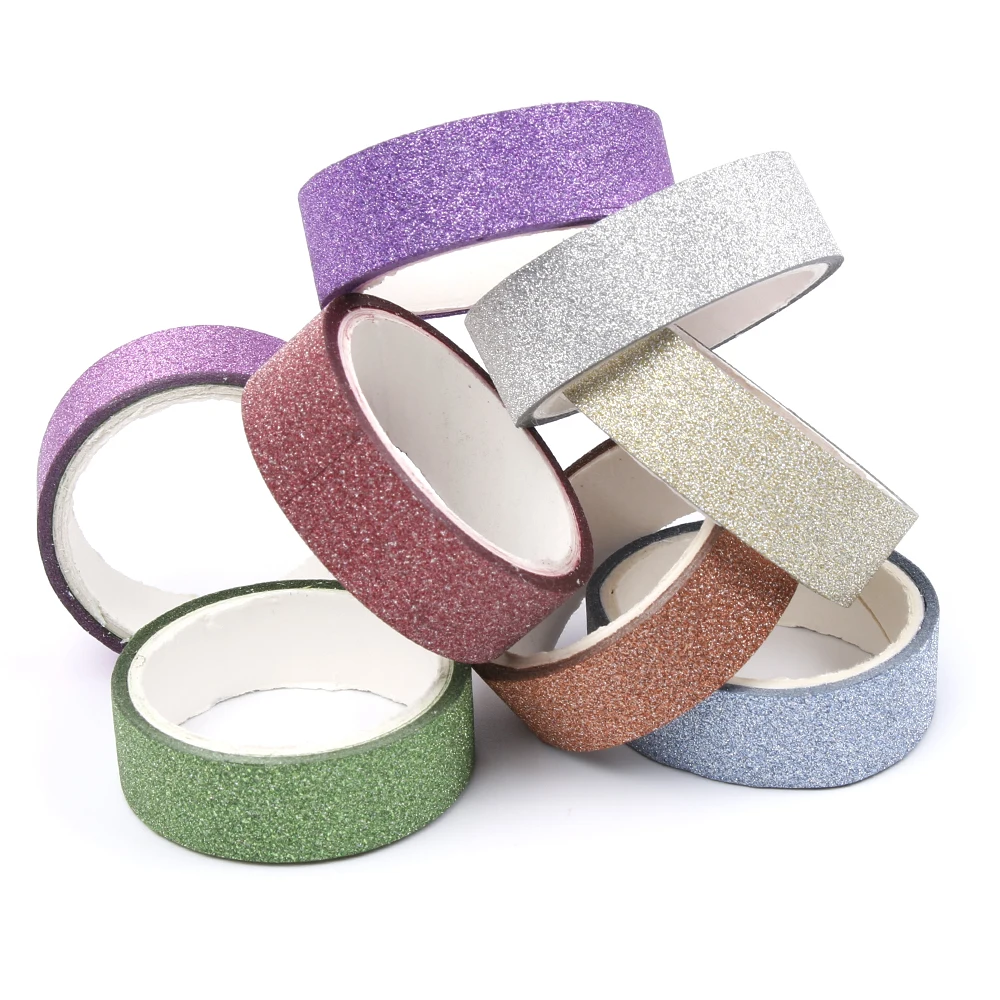 

1PC 1.5cm DIY Self-adhesive Glitter Washi Paper Scrapbooking Tape Stickers Wedding Birthday Festival Decorations Craft Paper