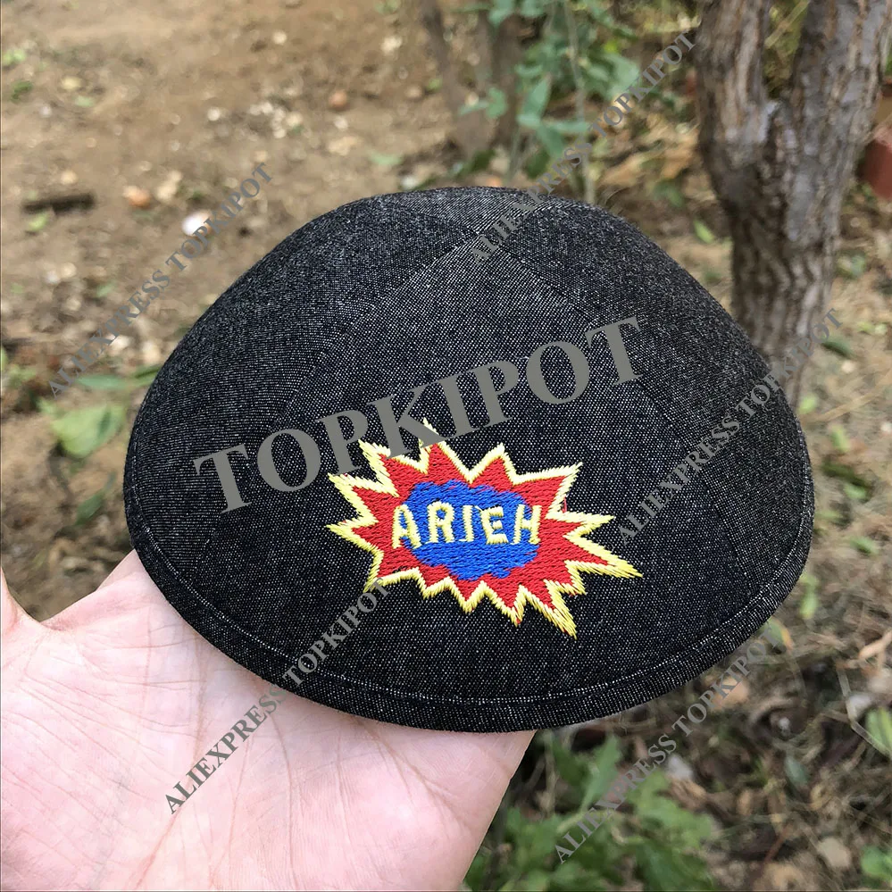 Черный деним KIPPAHS с вышивкой логотипа как дизайн клиента