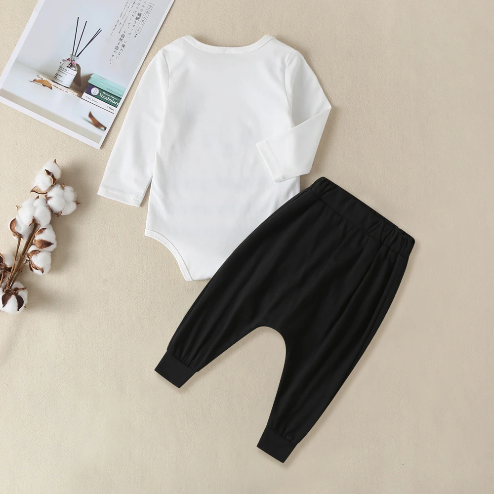 Комплект из 2 предметов Одежда для новорожденных девочек комбинезон с длинными