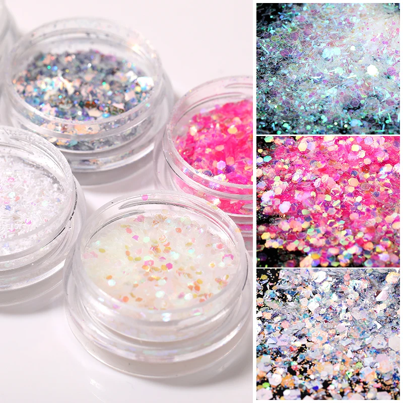 1 коробка розовый желтый красочный блеск украшения для ногтей нерегулярные