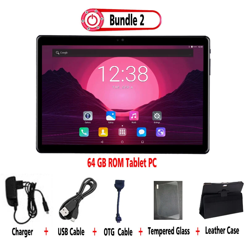 64G ROM TAB Add Case 10 дюймовый планшетный ПК 1920*1200 ips 2.5D закаленное Стекло Deca Core, размер экрана 6 ГБ Оперативная память 128 Гб Встроенная память 4 аппарат не привязан к оператору сотовой связи Android 8,1 Bluetooth, Wi-Fi, 13MP gps+ подарки - Комплект: 64G ROM TAB Add Case