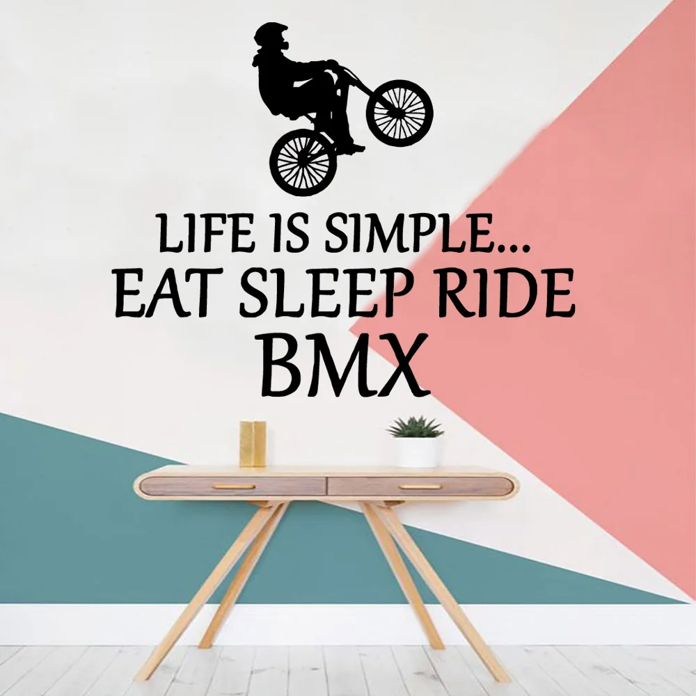 Современные съемные художественные виниловые наклейки на стену eat sleep ride bmx для