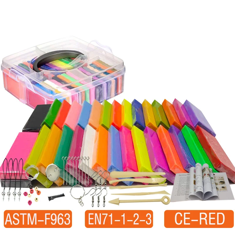 Глина полимерная легкая 50 цветов подарок на день рождения для детей и