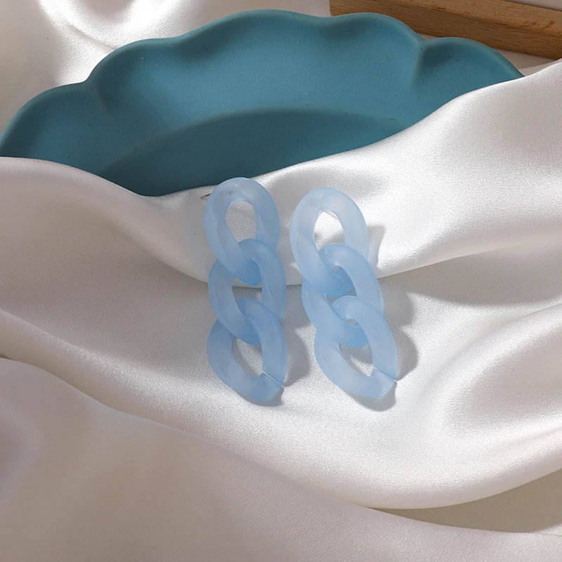 Синие корейские серьги простые Винтажные Женские Геометрические с цветком новые