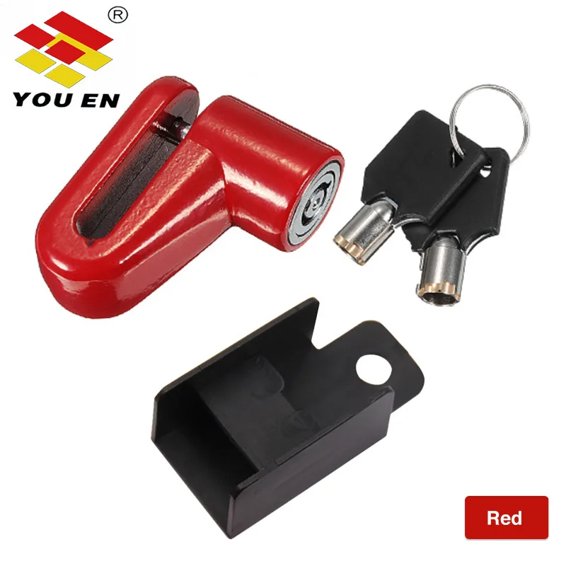 Red YOUEN мотоциклетный замок, защита от кражи, велосипедный мотоцикл, мотоциклетный дисковый тормозной замок, защита от кражи, защита для скутера, безопасность - Цвет: Red