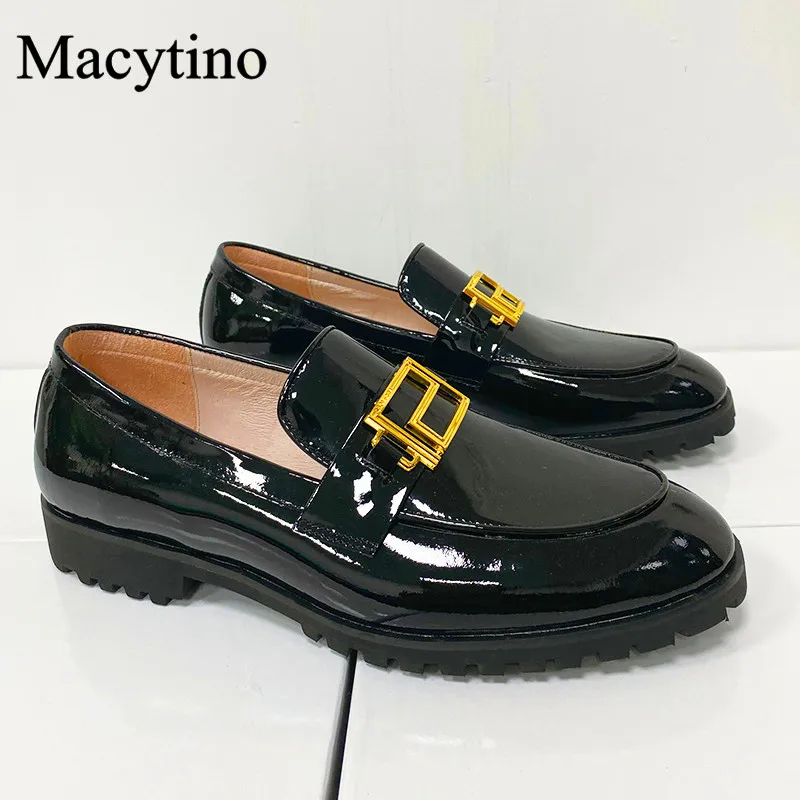 

Дизайнерские мужские туфли с металлической пряжкой, туфли с круглым носком на увеличенной толстой подошве, Модные Повседневные туфли