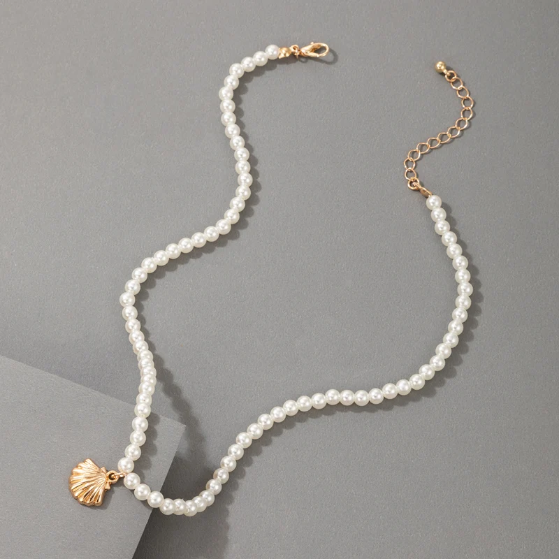 

Tocona Luxury Pearl Stone Clavicle Chian Necklace for Women Elegant Shell Handmade Adjustable Party Sweater Jewelry Collar 15365