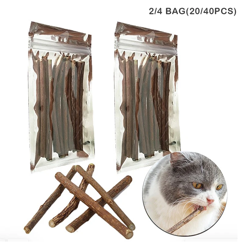 

20/40Pcs New Pure Natural Cat Molar Toothpaste Stick Catnip Actinidia Fruit Silvervine Wood Polygonum Pet Snacks Cleaning Teeth