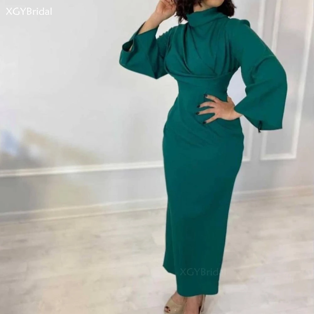 

Новое поступление, платье для выпускного вечера с высокой горловиной, строгие вечерние платья с пышными рукавами, женское платье для вечеринки